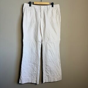 Gap Womens Hip Slung Fit Linen Blend Bootcut Casual Pants White Size 8 Flare Leg